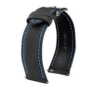 LMPVPDGADZ 20mm 21mm 22mm 23mm 24mm Nylon Cowhide Sole Watchband Fit For Tag Heuer Fit For Citizen Fit For Seiko No.5 WATCH Men Women Canvas Fabric Watch Strap(Black blue Silver,21mm)