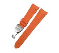 LMPVPDGADZ 20mm 21mm 22mm Silione Rubber Watchband Fit For Tudor Black Bay Fit For GMT Pelagos Curved End Watch Strap Deployment Clasp(Orange fold,22MM_HIGH QUALITY)