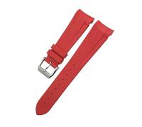 LMPVPDGADZ 20mm 21mm 22mm Silione Rubber Watchband Fit For Tudor Black Bay Fit For GMT Pelagos Curved End Watch Strap Deployment Clasp(Red pin,21MM_HIGH QUALITY)