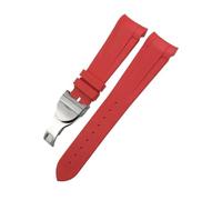 LMPVPDGADZ 20mm 21mm 22mm Silione Rubber Watchband Fit For Tudor Black Bay Fit For GMT Pelagos Curved End Watch Strap Deployment Clasp(Red fold,21MM_HIGH QUALITY)