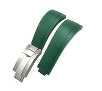 LMPVPDGADZ 20mm 21mm Rubber Short Buckle Watchband Fit For Rolex Fit For Daytona Submariner Role OYSTERFLEX Yacht Master Small Wrist Silicone Strap(Green-Buckle,21mm)