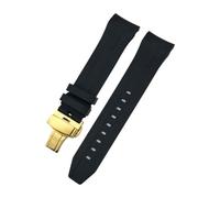 LMPVPDGADZ 21mm 22mm Curved Rubber Silicone Watchband Fit For Tissot Fit For Sea Star T120 T120417A Diving Watch Strap Bracelet(Black-Gold Fold,21mm)