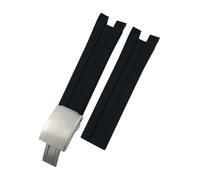 LMPVPDGADZ 21mm Natural Silicone Rubber Watchband Fit For Tissot 1853 T076417 Red Black Orange Soft Sport Watch Strap(Black-Silver,21MM_T CLASP)