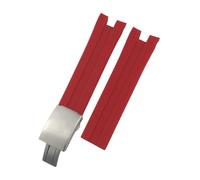 LMPVPDGADZ 21mm Natural Silicone Rubber Watchband Fit For Tissot 1853 T076417 Red Black Orange Soft Sport Watch Strap(Red-Silver,21MM_NO CLASP)