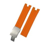 LMPVPDGADZ 21mm Natural Silicone Rubber Watchband Fit For Tissot 1853 T076417 Red Black Orange Soft Sport Watch Strap(Orange-Silver,21MM_NO CLASP)