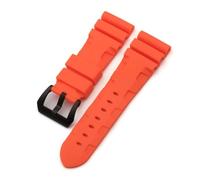 LMPVPDGADZ 22mm 24mm 26mm Nature Rubber Silicone Watchband Fit For Panerai Fit For Luminor PAM441 Black Blue Orange Sport Watch Strap Tools(Orange-black,26mm without buckle)
