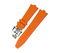 LMPVPDGADZ 24 * 7mm FKM Fluoros Rubber Watchband Fit For Vacheron Constantin 5500V 4500V Watch Strap Vc Convex Type 7mm Bracelet(Orange Style 2,24MM X 7MM_SILVER)
