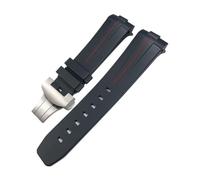 LMPVPDGADZ 24mm Curved End Rubber Silicone Watchband Fit For Panerai SUBMERSIBLE PAM441 Sports Watch Strap Buckle(Black Red,24MM_BLACK BUCKLE)
