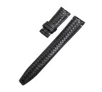 LMPVPDGADZ Curved End Woven Watchband 20mm 21mm 22mm Fit For IWC Portugieser Pilot's Fit For Hamilton Fit For Longinesb Leather Watch Strap(Black Whitout Buckle,20mm)