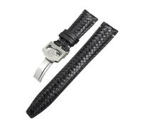 LMPVPDGADZ Curved End Woven Watchband 20mm 21mm 22mm Fit For IWC Portugieser Pilot's Fit For Hamilton Fit For Longinesb Leather Watch Strap(Black Silver Buckle1,22mm)