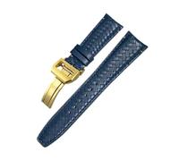 LMPVPDGADZ Curved End Woven Watchband 20mm 21mm 22mm Fit For IWC Portugieser Pilot's Fit For Hamilton Fit For Longinesb Leather Watch Strap(Blue Gold Buckle,20mm)