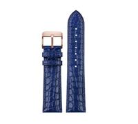 LMPVPDGADZ Fit For Any Luxurious Wristband Strap Soft Blue Leather Watchband Clasp 18 20mm 22mm Men Wrist Band(Blue rosegold Pin,22mm)