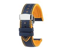 LMPVPDGADZ Fit For Citizen Blue Angel Watch Strap Second Three Generation AT8020 JY8078 Carbon Fiber Nylon Fluoro Rubber Watchband 22mm 23mm(Yellow line silver,22mm)