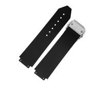 LMPVPDGADZ Fit For Hublot Strap BIG BANG Authentic Watchband Stainless Buckle Black Silicone Men Rubber Watchband25*19 Two Style(Black stripe,24X17mm)