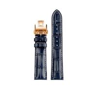 LMPVPDGADZ Fit For Longines Masters Collection L3 L4 L2.628/L2.673 Watch Strap Leather Buckle Watchband 19 20 21mm Wrist Band(Blue Rose gold,19mm)