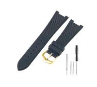LMPVPDGADZ Fit For Patek Philippe Sport Elegance 5726/5711/5712 Nautilus Series Silicone Watch Strap Accessories 25x13mm(Black-GD-K20)