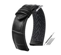 LMPVPDGADZ Fit For Rolex Fit For Ctizen Fit For Tissot Leather Watchband Rubber Silicone Watch Band Men 19mm20mm21mm22mm23mm Clasp Bracelet(GREEN BLUE,24mm)