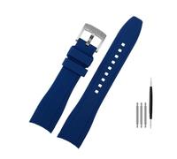LMPVPDGADZ Fit For Rolex Fit For Longine Fit For Citizen BN0193 Tudor Curved Interface Silicone Watchband Strap 19mm 20mm 22mm 21 Man Soft Bracelet Accessories(Blue silver,22mm)