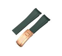 LMPVPDGADZ Fit For Rolex Rubber Watch strap male ditongna Green Water Ghost diver green silicone watch band 20/21mm(Green-rosegold)