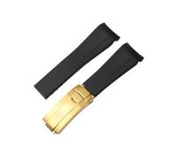 LMPVPDGADZ Fit For Rolex Rubber Watch strap male ditongna Green Water Ghost diver green silicone watch band 20/21mm(Black-gold)