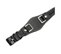 LMPVPDGADZ Leather Fit For Fossil JR1157 watchband 24mm Men watch strap Leather bracelet Retro style(Black black buckle)
