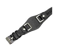 LMPVPDGADZ Leather Fit For Fossil JR1157 watchband 24mm Men watch strap Leather bracelet Retro style(Black silver buckle)