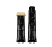 LMPVPDGADZ Leather Watch Band Bracelet Fit For Hublot Big Bang 411 Quick Release Leather Strap 27mm(Black gold buckle)