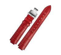 LMPVPDGADZ Leather Watchband Fit For Ballon Bleu Wrist Band Men Female Convex Leather Strap 14 * 8mm 18 * 11mm 20 * 12mm Fashion Bracelet(Red silver B,18-11mm)