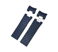LMPVPDGADZ Rubber Silicone Watch Band 22mm Fit For Ulysse Nardin 263 DIVER Curved End Strap Black Blue Sport Watchband(Blue Wave,22mm Black Buckle)