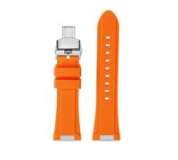LMPVPDGADZ Silicone Rubber Watchband Fit For TISSOT PRX Watchband T137.407/T137.410 Series Super Player Men Wrist Strap 26x12mm Convex End(Orange silver)