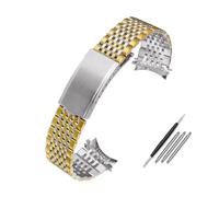 LMPVPDGADZ Stainless Steel Watch Strap Fit For Omega Fit For Seamaster Watchband Curved End Stainless Steel Bracelet 18mm 19mm 20mmWith Tools(Silver gold,20mm)