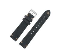 LMPVPDGADZ Suede Leather Watch Strap 18mm 19mm 20mm 21mm 22mm 24mm for Vintage Band Replacement Wristband Handmade Stitching Watchband(Dark gray,18mm silver buckle)