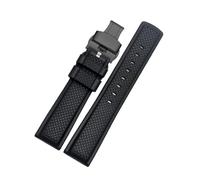 LMPVPDGADZ Viton Watch Strap Fit For O-mega Fit For RoX Fit For S-eiko Sharkey MM300 Fluororubber Waffle Watchband Silicone Bracelet 20mm 22mm(Black B black,20mm)