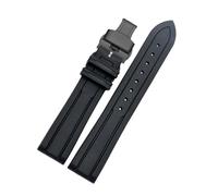 LMPVPDGADZ Viton Watch Strap Fit For O-mega Fit For RoX Fit For S-eiko Sharkey MM300 Fluororubber Waffle Watchband Silicone Bracelet 20mm 22mm(Black A black,22mm)