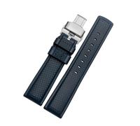 LMPVPDGADZ Viton Watch Strap Fit For O-mega Fit For RoX Fit For S-eiko Sharkey MM300 Fluororubber Waffle Watchband Silicone Bracelet 20mm 22mm(Blue B silver,20mm)