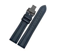 LMPVPDGADZ Viton Watch Strap Fit For O-mega Fit For RoX Fit For S-eiko Sharkey MM300 Fluororubber Waffle Watchband Silicone Bracelet 20mm 22mm(Blue A black,22mm)