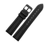 LMPVPDGADZ Viton Watch Strap Fit For O-mega Fit For RoX Fit For S-eiko Sharkey MM300 Fluororubber Waffle Watchband Silicone Bracelet 20mm 22mm(Blcak A pin black,22mm)