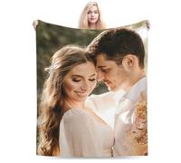 LMQJDZ Personalised Blanket, Custom Photo Blanket with Text Name, Customised Flannel Blanket with 1-10 Photo Collages, for Mum, Dad, Girlfriend, Boyfriend, Kid, Pet Personalised Gifts (1 Photo)