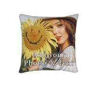 LMQJDZ Personalised Cushion, Double Sided Printed Customizable with Any Photo and Text,DIY Pet Photo Pillow,Perfect for Birthday, Mother'S Day, Personalised Gifts, (40x40cm)