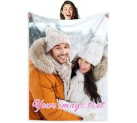 LMQJDZ Personalised Photo Blanket,with Photo & Text, Father's/Mother's Day, for Girlfriend, Boyfriend, Kid, Pet Personalised Gifts (1 Photo)