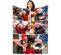 LMQJDZ Personalised Photo Blanket,with Photo & Text, Father's/Mother's Day, for Girlfriend, Boyfriend, Kid, Pet Personalised Gifts (5 Photo)