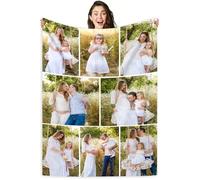 LMQJDZ Personalised Photo Blanket,with Photo & Text, Father's/Mother's Day, for Girlfriend, Boyfriend, Kid, Pet Personalised Gifts (8 Photo)