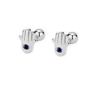 LMRJHAZ 18G Tiny Hamsa Hand Stud Cartilage Earrings for Women Girls 925 Sterling Silver Hypoallergenic Mini Cute Dainty CZ Evil Eye Fatima 3mm Ball Barbell Screw Back Tragus Minimalist Piercing Amulet