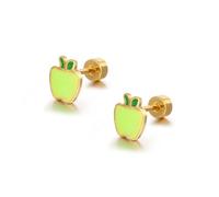 LMRJHAZ 18g Titanium Apple Fruit Earrings for Women 14k Gold Plated Surgical Stainless Steel Hypoallergenic Cute Tiny Studs Cartilage Tragus Screw Back Post Conch Piercing Sensitive Ear Jewelry for