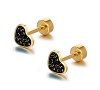 LMRJHAZ 18g Titanium Heart Love Earrings for Women Girls Stainless Steel 14k Gold Plated Hypoallergenic Cute Tiny Sequins Stud Cartilage Tragus Screw Back Post Piercing Sensitive Ear