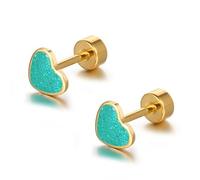LMRJHAZ 18g Titanium Heart Love Earrings for Women Girls Stainless Steel 14k Gold Plated Hypoallergenic Cute Tiny Sequins Stud Cartilage Tragus Screw Back Post Piercing Sensitive Ear