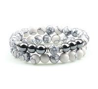 LMRJHAZ 2pcs men tiger eye stone bracelet hematite natural lava rock beads strand bracelets & bangles for women energy