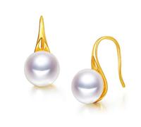 LMRJHAZ 8-9mm Natural Freshwater Pearl Earrings Gold Color High Heel Style Silver 925 Jewelry Earrings For Women