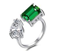 LMRJHAZ 925 Sterling Silver 18K Gold Plate Women Jewelry Adjustable 5A CZ Cubic Zirconia Promise Ring