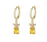 LMRJHAZ 925 Sterling Silver Earrings for Women, Teardrop Drop Earrings with Citrine, Leaves Dangly Earrings, Luxury Gold Huggies Earrings, Jewelry Gift for Valentine'S Day